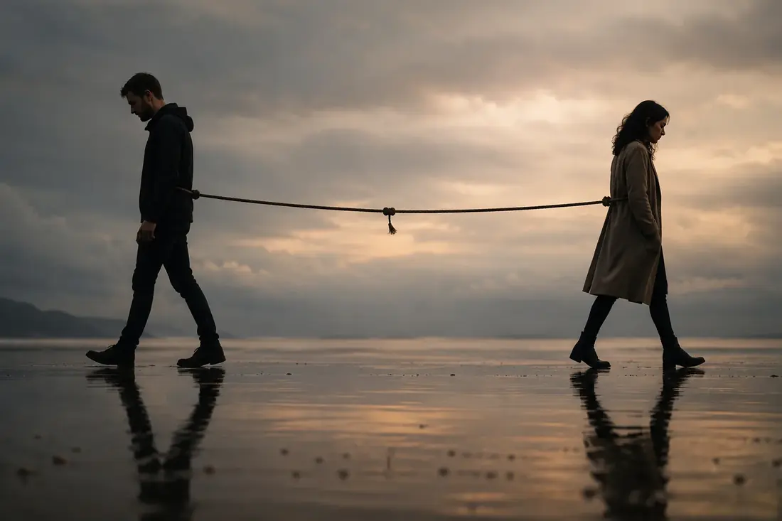 Pareja distanciándose emocionalmente